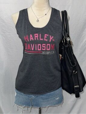 Harley-Davidson Women's Dark Gray Tank with Pink Logo